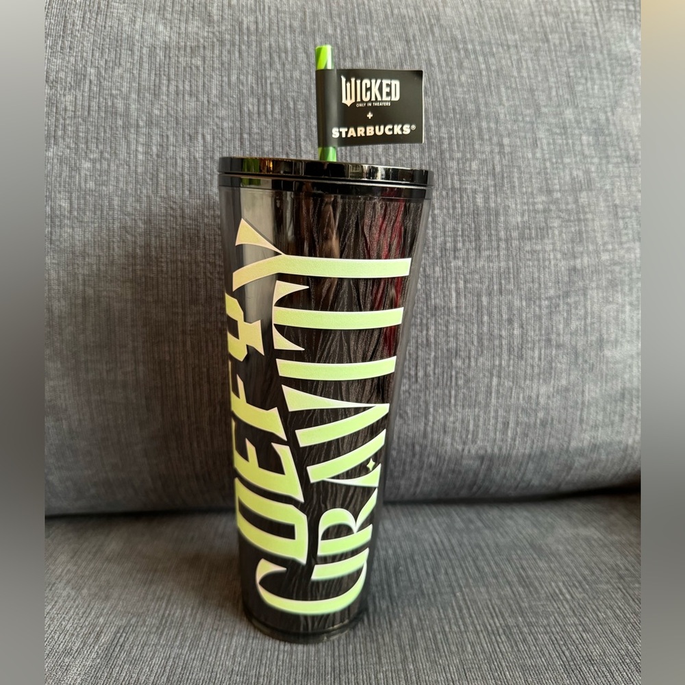 Wicked + Starbucks Defy Gravity Glow-in-the-Dark black straw cup